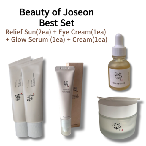 [HOT] 조선미녀 4종 세트 (Cream+Glow Serum+Eye Cream+Relief Sun) Beauty of Joseon Best Set bestseller, 1개