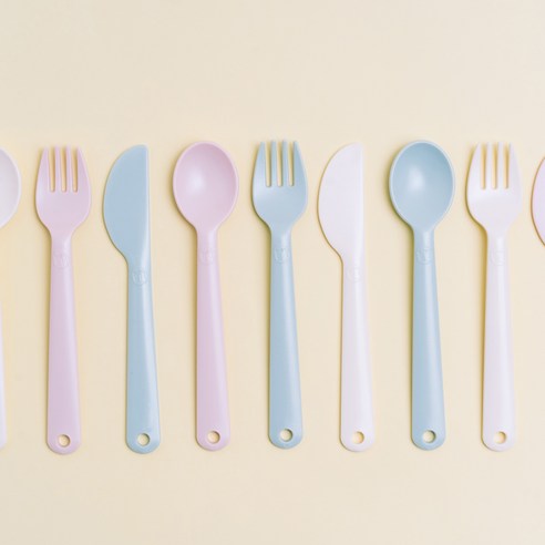 [네스틱]우리 아이 처음 쓰는 스푼 포크 커트러리 세트, 퍼플, 1개