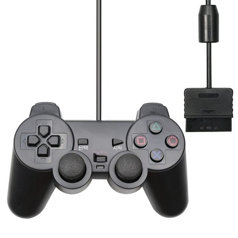 YJQ 유선 Gamepad PS2 컨트롤러 만도 PS2/PS2 조이스틱 playstation 2 진동 충격 Joypad 유선 USB PC 제어, Black_GERMANY