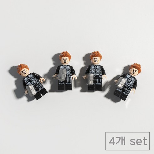84x84 인테리어 레고 현관문 냉장고자석 마그네틱, 블랙망치맨4p