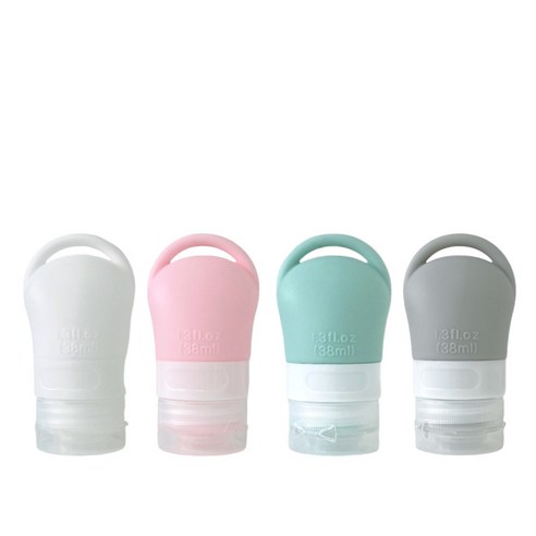 더블와이 여행용 수영 실리콘 공병 고리 화장품 튜브, 4개, 혼합색상(화이트/민트/핑크/그레이), S (38ml)