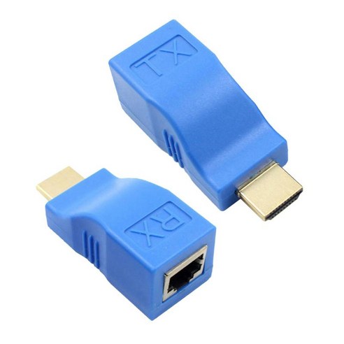 HDMI 익스텐더 HDMI to 네트워크 케이블 익스텐더 변환기 리피터 Cat 5e/6 1080p를 통해 PS4/STB/HDTV 4K 2K용 익스텐더까지, 불규칙, 블루, ABS, 금속