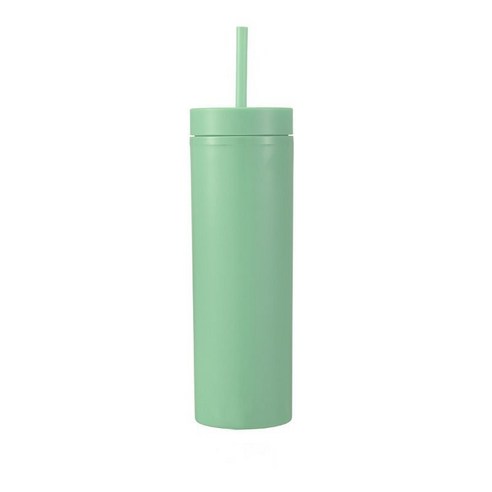 16oz 더블 AS 플라스틱 스트레이트 컵 다색 스크럽 음료 물컵, 연두색 F, 501-600ml