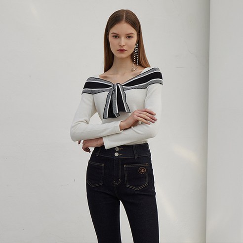 에고이스트 (EN4CL163) 리본배색 포인트 티셔츠