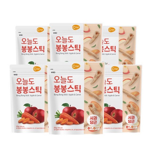 오늘도 아기과자 NEW봉봉스틱, 사과당근, 25g, 6개