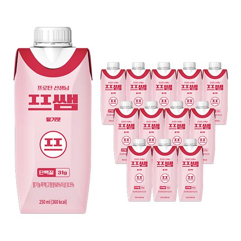 파워풀엑스 프쌤 단백질음료 딸기맛 250mlx12개, 250ml, 12개