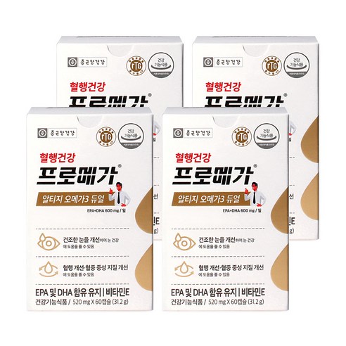 종근당건강 프로메가 알티지 오메가3 듀얼 520mg x 60캡슐, 60정, 4개