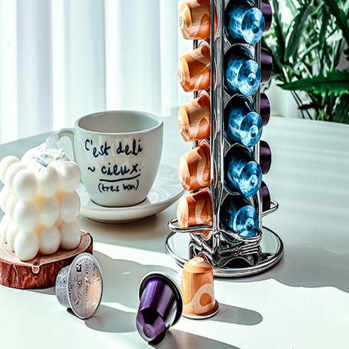 네스프레소 애호가의 꿈을 실현하는 회전식 커피 캡슐 보관함