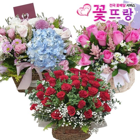 꽃뜨랑 축하꽃바구니 축하선물 생일선물 생화 전국당일꽃배달, 소초렛세트(중)