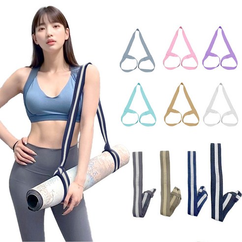 깔끔더하기 요가 스트랩벨트 스트레칭 매트 끈, 1개, 스티치-블랙