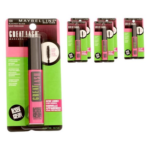 메이블린 그레이트 래쉬 마스카라 12.7ml, Blackest Black, 6개