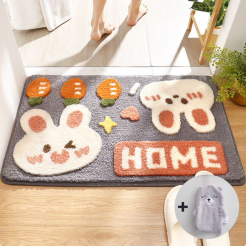 피크라인 고퀄리티 다용도 발매트 롱매트 사각러그 욕실 주방 화장실 현관 침대 발닦개 30종 + 사은품(핸드타올), A-18 레빗홈즈 60x40cm