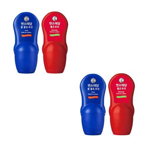 멘소래담 쿨 롤온 로션 파스 50ml + 롤온 로션 파스 50ml, 쿨x2+핫x2