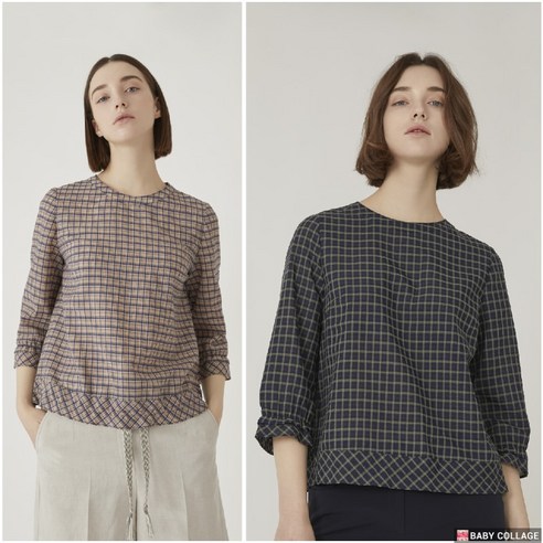 올리비아로렌 해운대 여름 밑단 스트링 베이직한 기본 라운드넥 블라우스 VOCNLYM3341 Best Top3