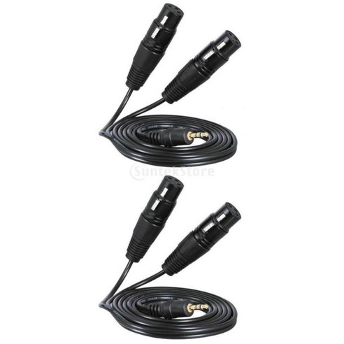 2Pcs 3.5mm TRS 남성-듀얼 XLR 여성 균형 상호 연결 오디오 케이블, 검은 색, {"사이즈":"3미터"}, {"수건소재":"설명한대로"}