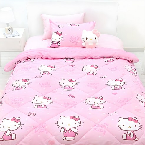 Hello Kitty 寢具 Hello Kitty 毛毯 人物毛毯 茶毯 枕頭套 邪惡 冬季毛毯 寢具 套裝 毛毯