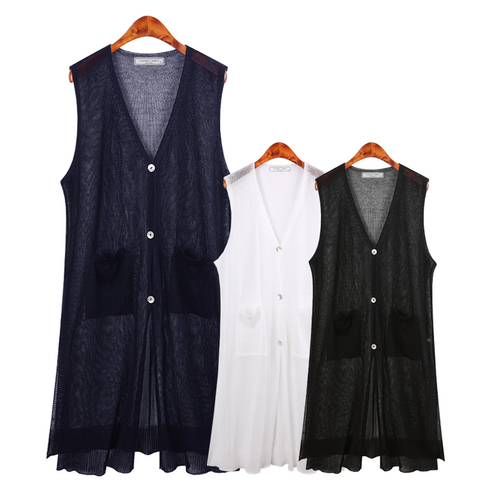 [오케이나우ㅣ인기상품] 허밍퍼플의 망사 롱 조끼 가디건: 여름의 시원함과 날씬한 실루엣 [OKNOWㅣ추천상품]