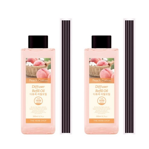 더허브샵 디퓨저리필 오일, 피치코튼, 200ml, 2개