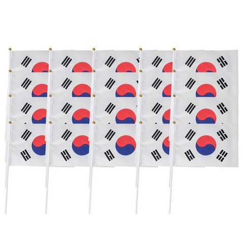 쇼핑팩토리 미니 천 수기 태극기, 20개, 중형 조립O