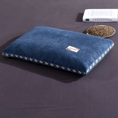 [LM] Whole Grain Buckwheat Shell Filling Pad Pillow Core Pure Buckwheat Inner Pillowcase Home Neck P, 35X55cm with, -Navy