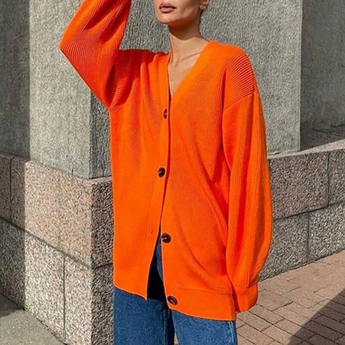[KULUMI] 가을 겨울 그린 카디 건 대형 여성 긴 소매 단추 캐주얼 느슨한 니트 스웨터 패션 여성 니트웨어