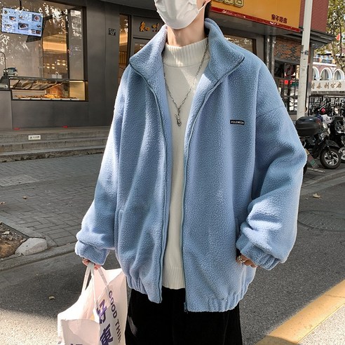 mxt블루 양고기 양털 코트 남자 가을 겨울 패션 브랜드 튀김 거리 Ruffians 잘 생긴 유행 느슨한 스포츠 레저 코튼 패딩 옷