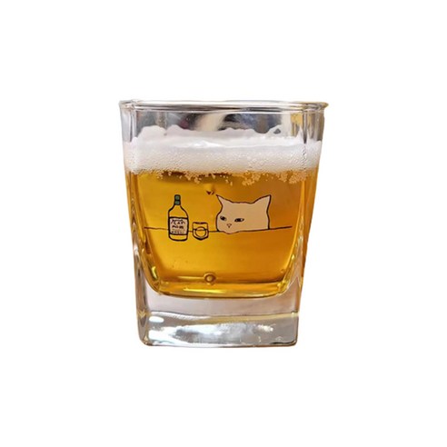 마구와구 고양이 프린팅 와인 맥주 소주잔 치얼스냥컵 HG033, 위스키잔, 1개, 300ml