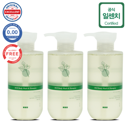 일센치 촉촉한 자연거품 약모밀 바디워시&샴푸 민감피부용, 3개, 500ml