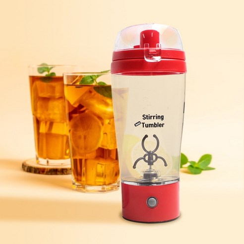 인더룩 전동 쉐이커 믹스텀블러, 레드, 450ml