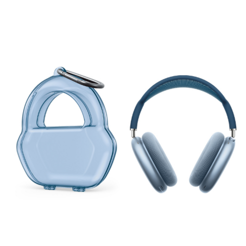 에어팟 맥스 AirPods Max 호환 보호 투명 실리콘 하드 케이스 파우치 수납 거치, 블랙