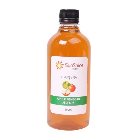 고급 수제 자연발효 사과식초 다이어트 생과일식초 핸드메이드 마시는 식초 선샤인, 1개, 500ml