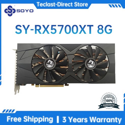 그래픽카드 SOYO- RX5500XT RX5700XT RX6600 8GB 게임 그래픽 카드 GPU GDDR6 128Bit 14 Gbps 컴퓨터 지원 AMD 인텔 데스크탑, RX5700XT 2, 06 RX5700XT 8GB