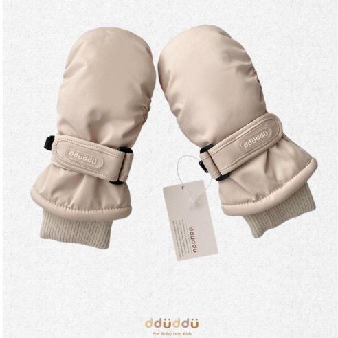 뚜뚜아트 유아 어린이 스키 방수 장갑 베이지 방한 벙어리 장갑