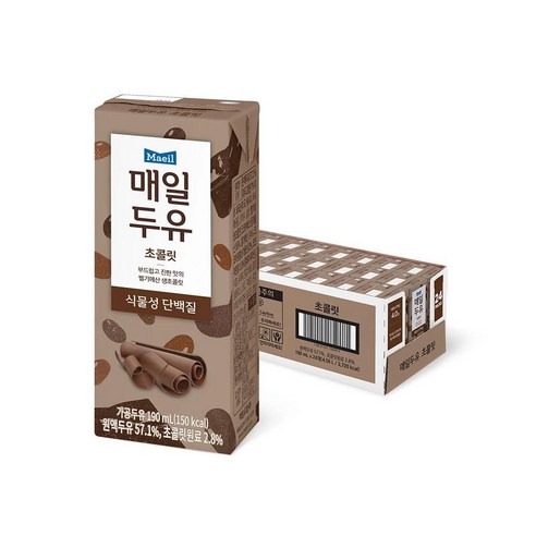 매일두유 초콜릿 190ml 24팩 /CJ 서리태콩물 무가당 검은콩 효능 과채 간식 휴게실 탕비실 사무실 직원실 /, 13개