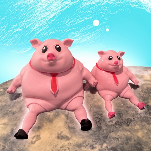 2개 스트레스 감압 돼지 인형 불쾌지수 제로 말랑이 틱톡 탄성 늘어나는 인싸 파티 틱톡돼지 장난감 때리고 꼬집고 던지기 신축성 토이 15cm x 15cm / 22cm x 25cm, 2개 라지 22cm x 25cm