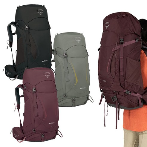 오스프리 카이트 48L 여성용 등산가방 백패킹 OPC1WBH117, BLACK