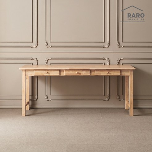 라로퍼니처 몬타 고무나무 원목 컴퓨터 책상 1200 1500 1800 2인 3인 학생 서재 데스크, 내추럴