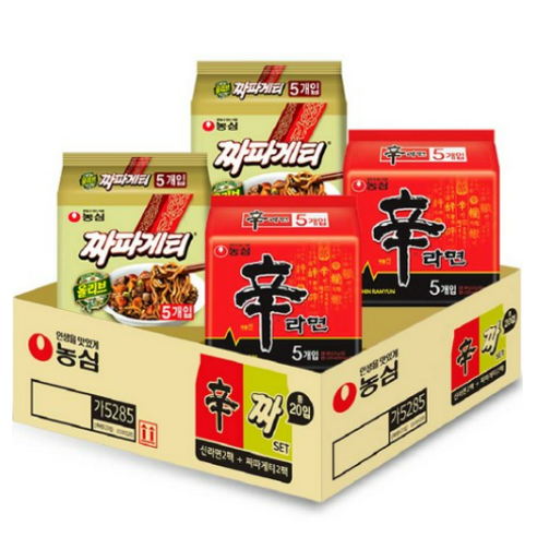 농심 신라면 5p x 2개 + 짜파게티 5p x 2개 세트, 1세트