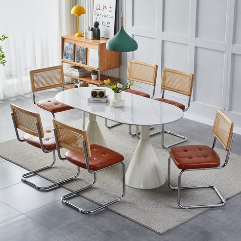 고급스럽고 세련된 가정 식당 공간을 위한 아우스 XM07 세라믹식탁 타원형 식탁세트