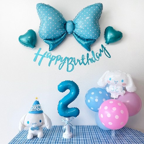 주파티 시나모롤 생일파티용품 숫자풍선 세트, 시나모롤 세트 2번
