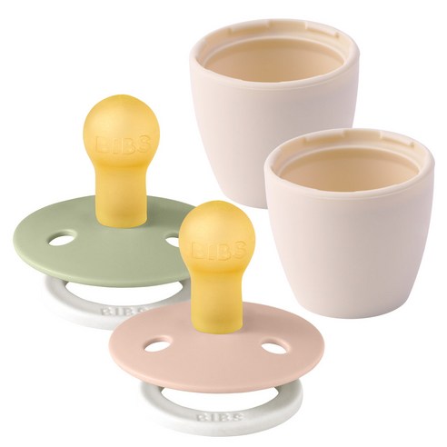 빕스 컬러 고무 쪽쪽이 2P+화분캡 2P, 1단계(0~6개월), 블러쉬나이트+세이지나이트+화분캡2P