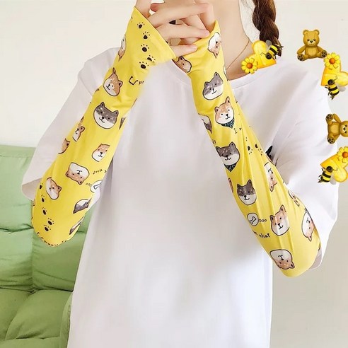 ZZJJC 프린트 캐릭터 쿨토시 선블라우스 여 아웃도어 드라이빙 아암 쿨토시, 업그레이드 아이스(시바소칠)）