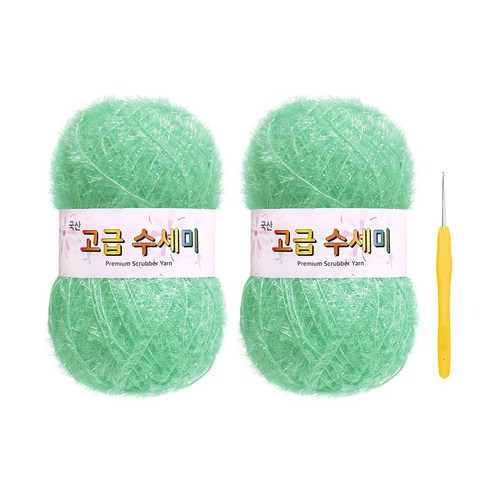 울클럽 별꽃수세미 DIY 고급수세미실 80g 2볼 + 코바늘 6호 (동영상제공), 133소프트민트