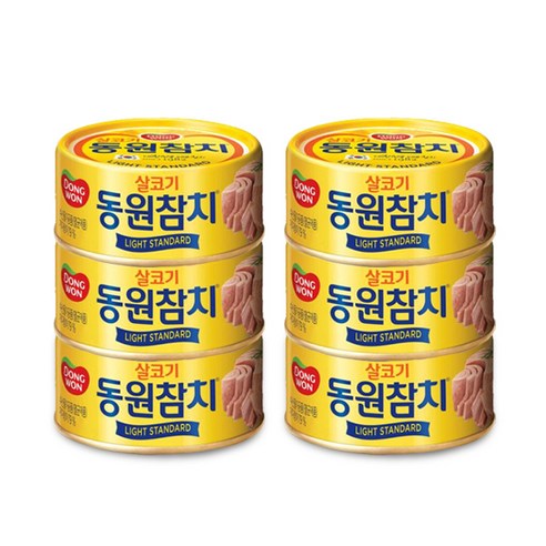 동원 라이트 스탠다드 참치, 135g, 6개