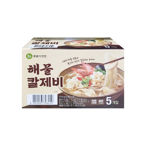 이가자연면 해물칼제비, 155.5g, 5개