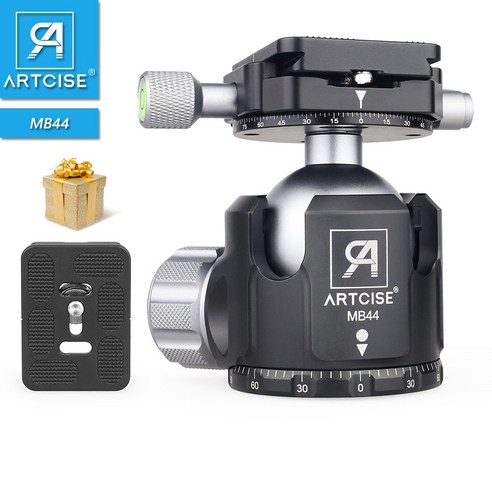 ARTCISE MB44 삼각대 싱글 스탠드에 사용되는 얇은 볼 헤드 삼각대 헤드 듀얼 전경 전체 CNC 44mm 볼 저중심, 1개