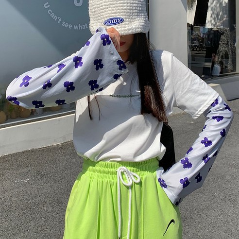 DFMEI ins 선 스크린 아이스 실크 슬리브 남성과 여성 여름 느슨한 모든 경기 팔 보호대 아이스 슬리브, DFMEI 하얀색