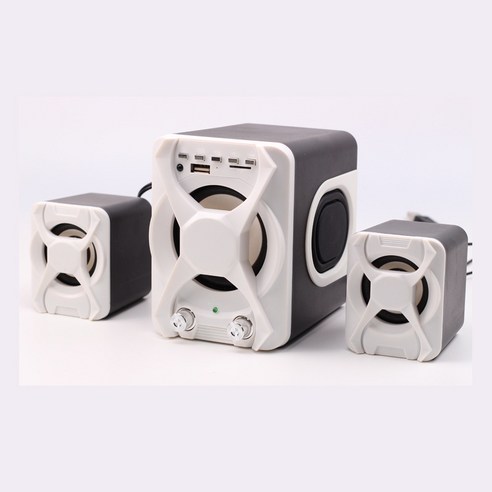 2.1 멀티미디어 스피커 서브우퍼 오디오 USB 노트북 미니 스피커, 백색