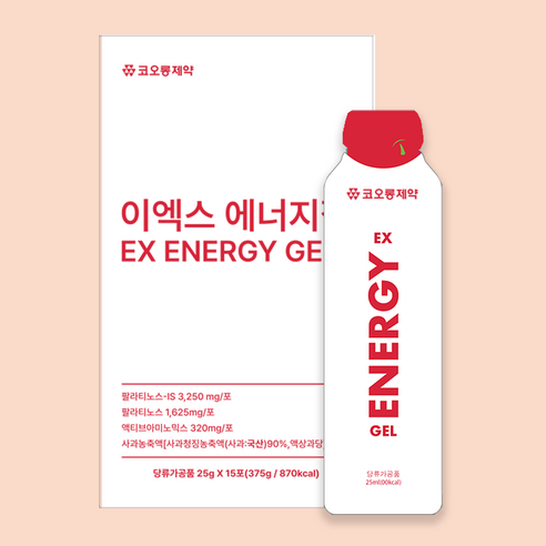 코오롱제약 이엑스 에너지젤 마라톤 파워젤 퍼펙트 엑티브 자전거파워젤 운동 하이브리드 에너지 사과맛 아미노산 스포츠 보충젤, 1개, 15회분