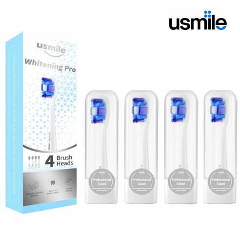 Usmile 유스마일 전동칫솔 전용 스마트 화이트닝 프로 PCB01 리필 칫솔모 (4개입), 화이트(4개입), 4개
